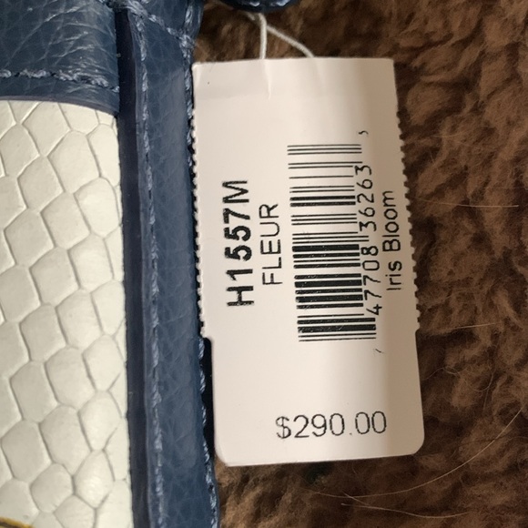 NWT Brighton Iris Bloom Fleur navy leather messenger bag - Picture 2 of 10